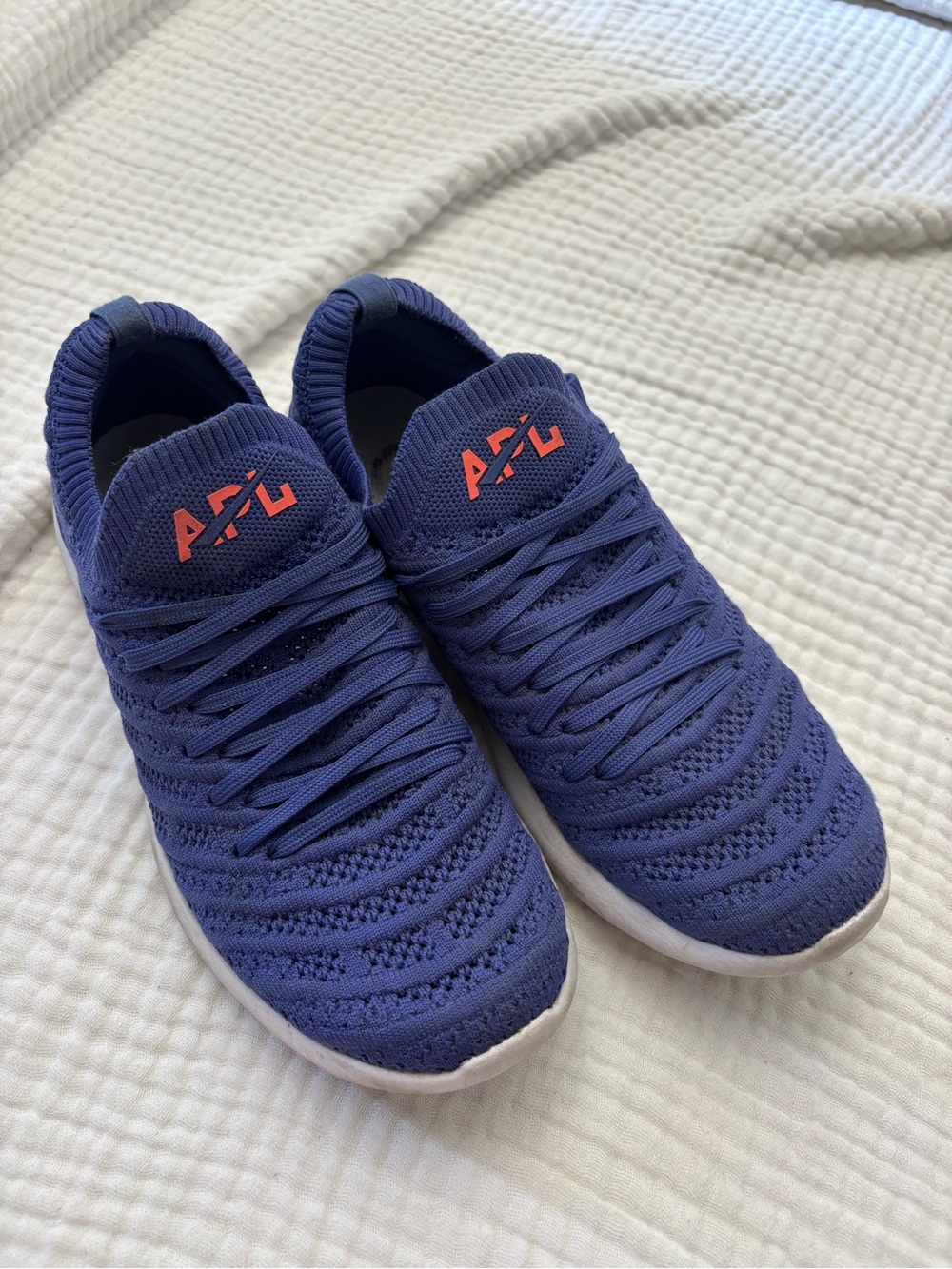 APL blue knit sneakers size 8